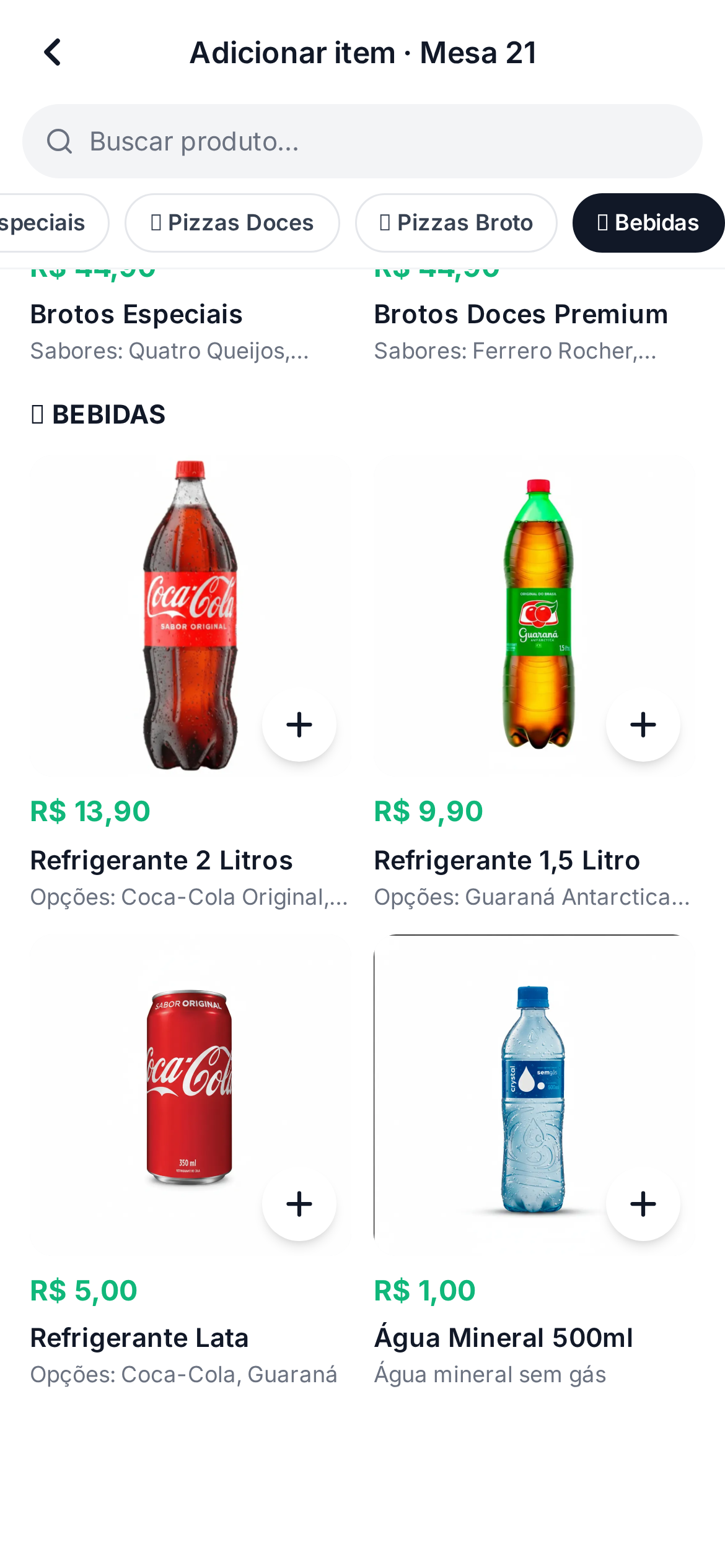 Busca de produtos para lançar pedido pelo celular