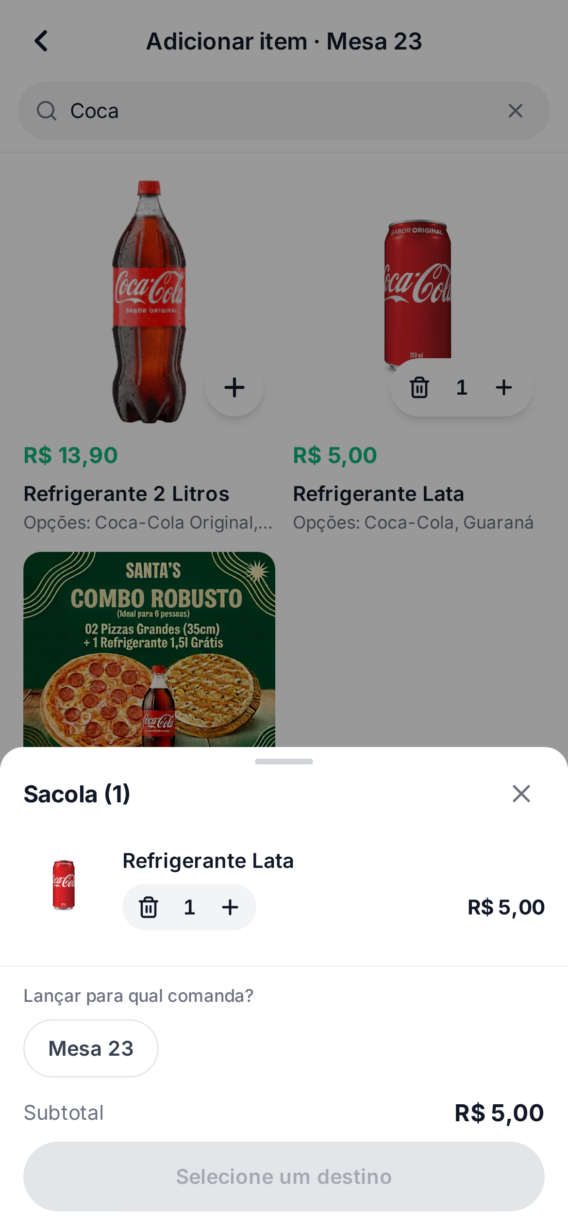 Conferência final da sacola antes de lançar o pedido na mesa